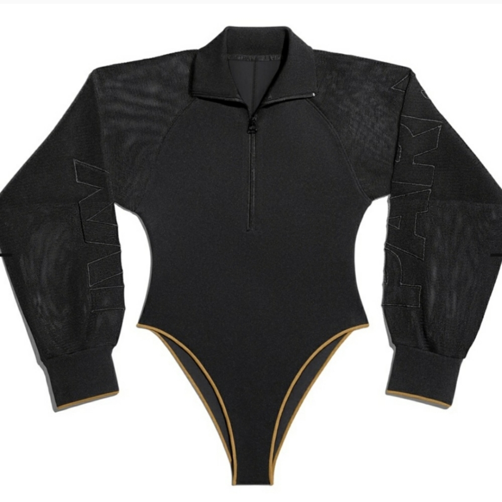 Adidas Ivy Park Black Mesh Sleeve Bodysuit L & 2X - Picture 3 of 5